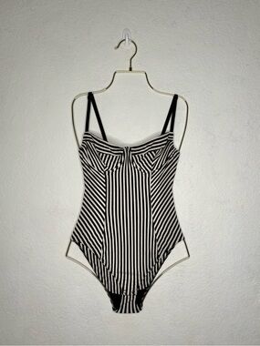 American Apparel Black and White Striped Bodysuit